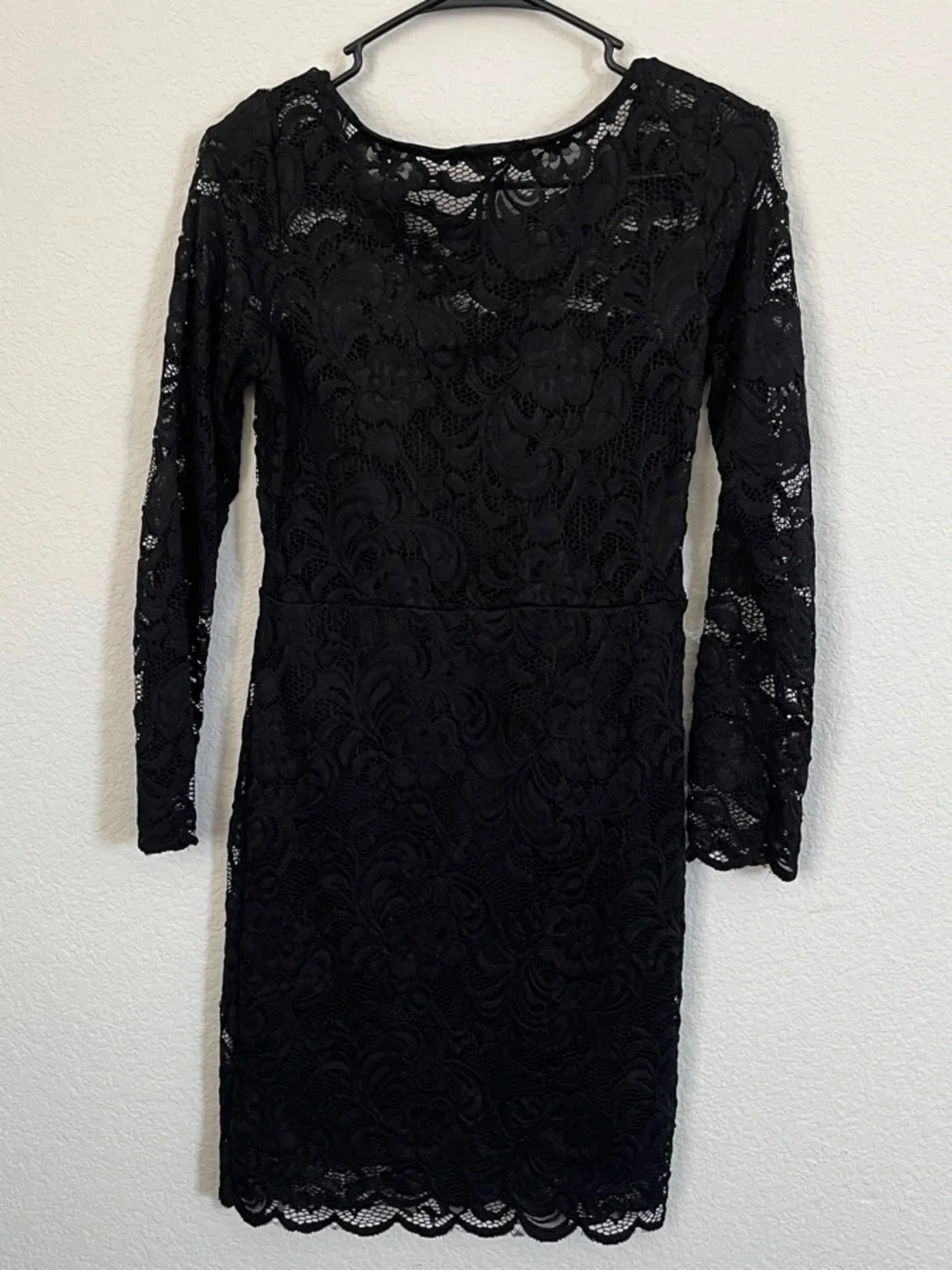 Ambiance Black Lace Long Sleeve Sheath Dress